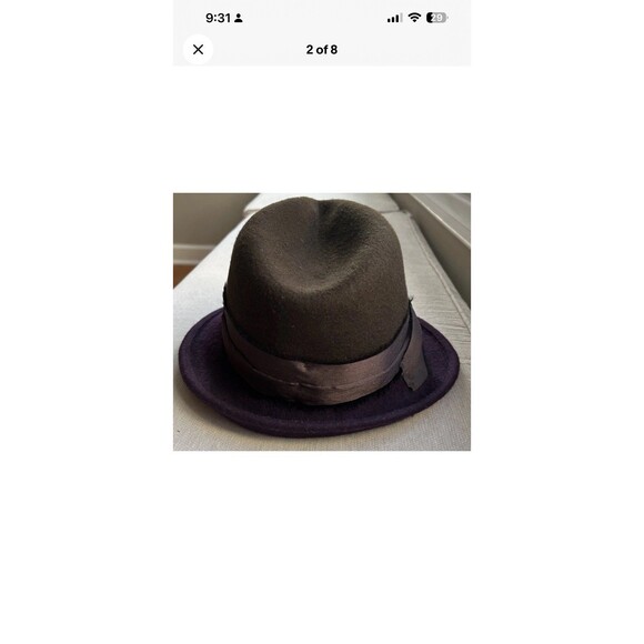 Albertus Swanepoel 100% Wool Brown/Purple Fedora Felt Hat (M) with Bow/Band - Picture 2 of 8